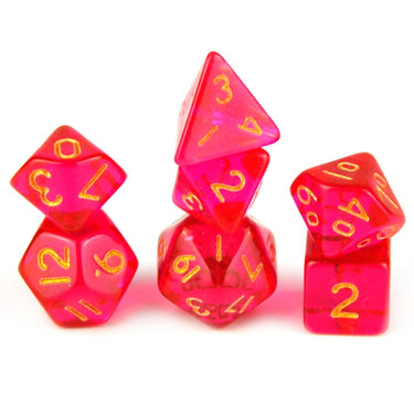 Red & Clear Acrylic - 7pcs RPG Mini Dice Set